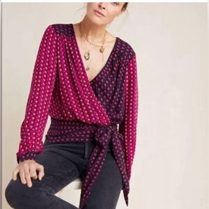 Maeve Anthropologie Lisa Puff-Sleeved Blouse Women’s Size 4